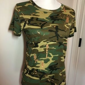 JCrew camo gold splatter t size s
